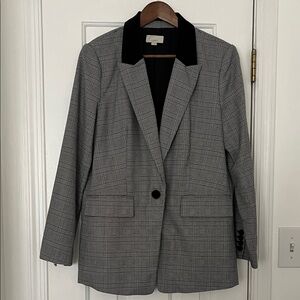 LOFT Black and Gray Checkered Blazer